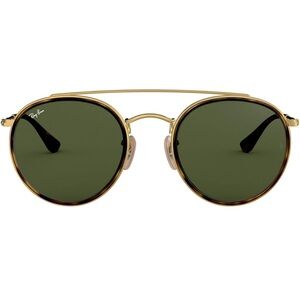 Slightly used double bridge round Ray-Ban sunglasses (gold/green)